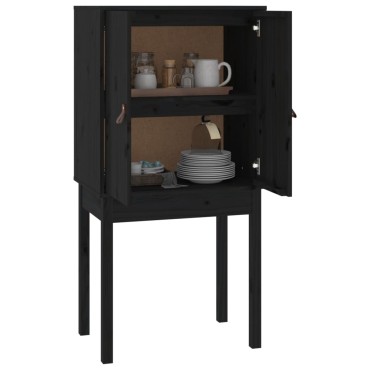 vidaXL Ντουλάπι Ψηλό Μαύρο 60x40x120cm από Μασίφ Ξύλο Πεύκου 1 τεμ.