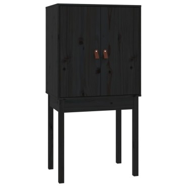 vidaXL Ντουλάπι Ψηλό Μαύρο 60x40x120cm από Μασίφ Ξύλο Πεύκου 1 τεμ.