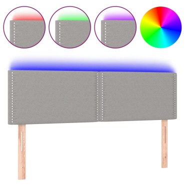 vidaXL Κεφαλάρι Κρεβατιού LED Ανοιχτό Γκρι 144x5x78/88cm Υφασμάτινο 1 τεμ.