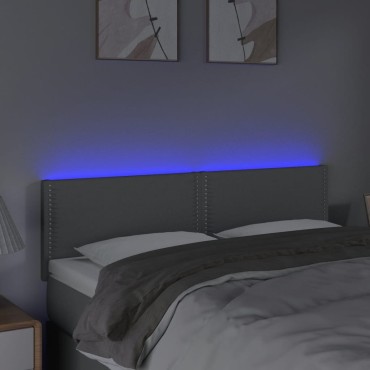 vidaXL Κεφαλάρι Κρεβατιού LED Ανοιχτό Γκρι 144x5x78/88cm Υφασμάτινο 1 τεμ.