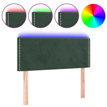 vidaXL Κεφαλάρι Κρεβατιού LED Σκούρο Πράσινο 80x5x78/88cm Βελούδινο 1 τεμ.