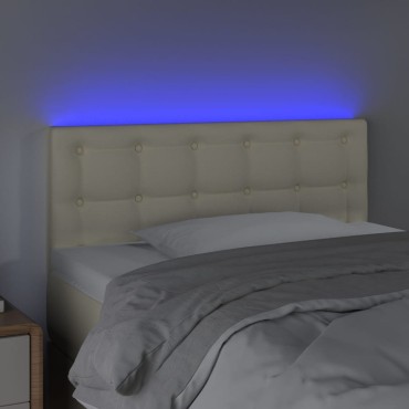 vidaXL Κεφαλάρι Κρεβατιού LED Κρεμ 80x5x78/88cm από Συνθετικό Δέρμα 1 τεμ.