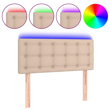 vidaXL Κεφαλάρι Κρεβατιού LED Καπουτσίνο 80x5x78/88cm Συνθετ. Δέρμα 1 τεμ.
