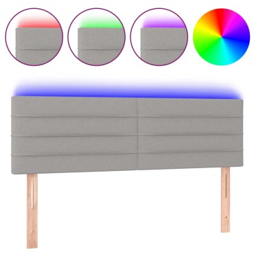 vidaXL Κεφαλάρι Κρεβατιού LED Ανοιχτό Γκρι 144x5x78/88cm Υφασμάτινο 1 τεμ.