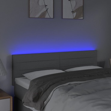vidaXL Κεφαλάρι Κρεβατιού LED Ανοιχτό Γκρι 144x5x78/88cm Υφασμάτινο 1 τεμ.