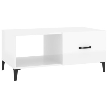 vidaXL Τραπεζάκι Σαλονιού Γυαλ. Λευκό 90x50x40cm Επεξεργ. Ξύλο 1 τεμ.