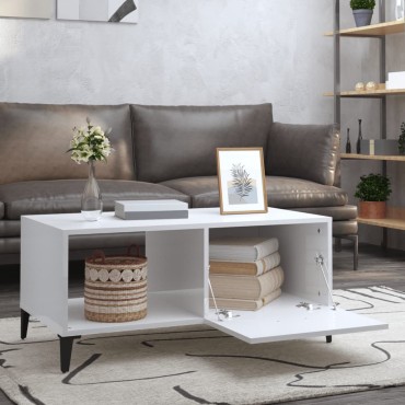 vidaXL Τραπεζάκι Σαλονιού Γυαλ. Λευκό 90x50x40cm Επεξεργ. Ξύλο 1 τεμ.