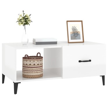 vidaXL Τραπεζάκι Σαλονιού Γυαλ. Λευκό 90x50x40cm Επεξεργ. Ξύλο 1 τεμ.