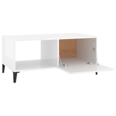 vidaXL Τραπεζάκι Σαλονιού Γυαλ. Λευκό 90x50x40cm Επεξεργ. Ξύλο 1 τεμ.