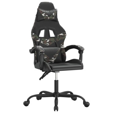 vidaXL Καρέκλα Gaming Περιστρεφόμενη Μαύρη/Παραλλαγή Συνθετικό Δέρμα 57,5x59,5x(121-131)cm 1 τεμ.