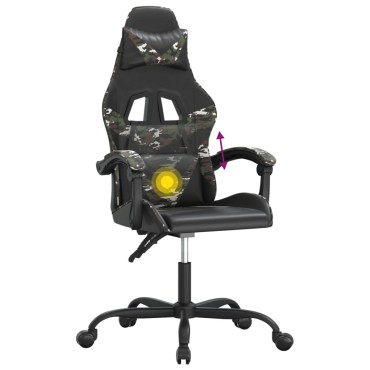 vidaXL Καρέκλα Gaming Περιστρεφόμενη Μαύρη/Παραλλαγή Συνθετικό Δέρμα 57,5x59,5x(121-131)cm 1 τεμ.