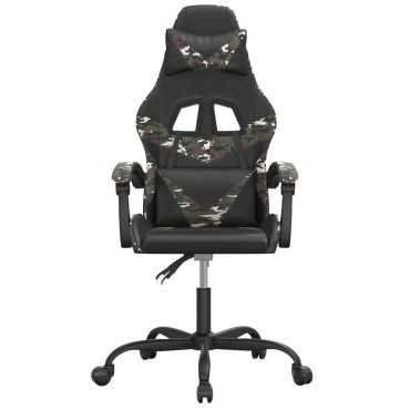 vidaXL Καρέκλα Gaming Περιστρεφόμενη Μαύρη/Παραλλαγή Συνθετικό Δέρμα 57,5x59,5x(121-131)cm 1 τεμ.