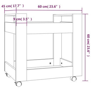 vidaXL Τρόλεϊ Γραφείου Γυαλ. Λευκό 60x45x60cm από Επεξεργασμένο Ξύλο