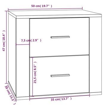 vidaXL Κομοδίνο Μαύρο 50x39x47cm 1 τεμ.