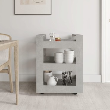 vidaXL Τρόλεϊ Κουζίνας Γκρι Σκυρ. 60x45x80cm από Επεξεργασμένο Ξύλο 1 τεμ.