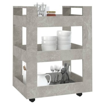 vidaXL Τρόλεϊ Κουζίνας Γκρι Σκυρ. 60x45x80cm από Επεξεργασμένο Ξύλο 1 τεμ.