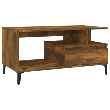 vidaXL Τραπεζάκι Σαλονιού Καπνιστή Δρυς 90x49x45cm Επεξεργασμ. Ξύλο 1 τεμ.