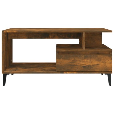 vidaXL Τραπεζάκι Σαλονιού Καπνιστή Δρυς 90x49x45cm Επεξεργασμ. Ξύλο 1 τεμ.