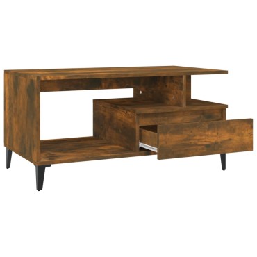 vidaXL Τραπεζάκι Σαλονιού Καπνιστή Δρυς 90x49x45cm Επεξεργασμ. Ξύλο 1 τεμ.