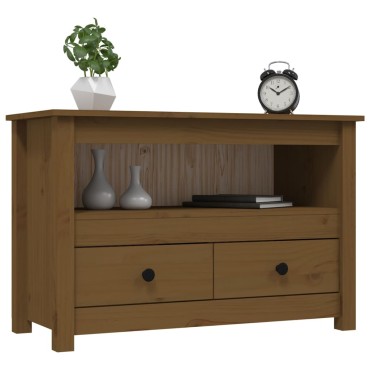 vidaXL Έπιπλο Τηλεόρασης Μελί Καφέ 79x35x52cm από Μασίφ Ξύλο Πεύκου