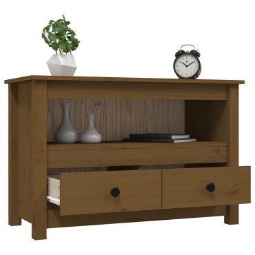 vidaXL Έπιπλο Τηλεόρασης Μελί Καφέ 79x35x52cm από Μασίφ Ξύλο Πεύκου