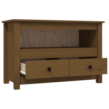 vidaXL Έπιπλο Τηλεόρασης Μελί Καφέ 79x35x52cm από Μασίφ Ξύλο Πεύκου
