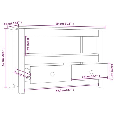 vidaXL Έπιπλο Τηλεόρασης Μελί Καφέ 79x35x52cm από Μασίφ Ξύλο Πεύκου