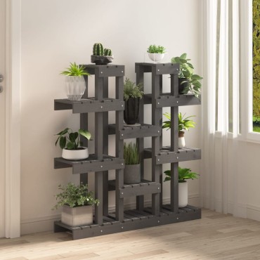 vidaXL Βάση Γλάστρας Γκρι 104,5 x 25 x 109,5 εκ. από Μασίφ Ξύλο Πεύκου