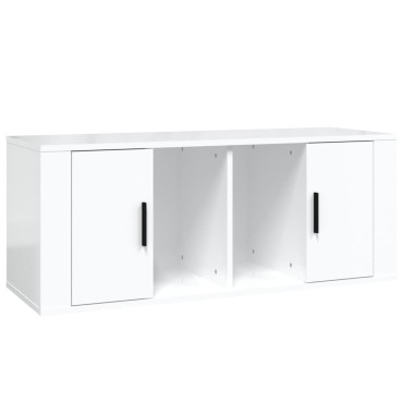 vidaXL Έπιπλο Τηλεόρασης Γυαλ. Λευκό 100x35x40cm Επεξεργασμένο Ξύλο