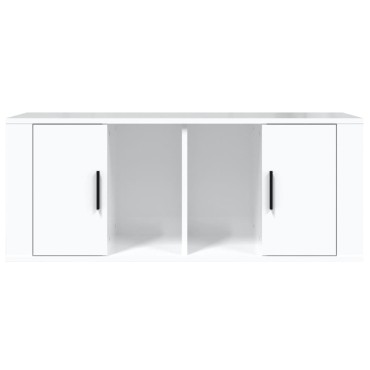 vidaXL Έπιπλο Τηλεόρασης Γυαλ. Λευκό 100x35x40cm Επεξεργασμένο Ξύλο