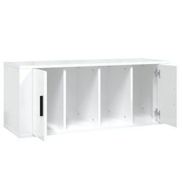 vidaXL Έπιπλο Τηλεόρασης Γυαλ. Λευκό 100x35x40cm Επεξεργασμένο Ξύλο