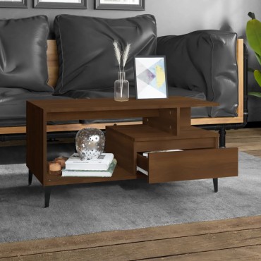 vidaXL Τραπεζάκι Σαλονιού Καφέ Δρυς 90x49x45cm Επεξεργασμ. Ξύλο 1 τεμ.