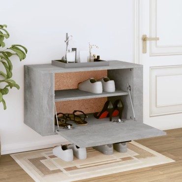 vidaXL Παπουτσοθήκη Επιτοίχια Γκρι Σκυρ. 70x35x38cm Επεξεργ. Ξύλο