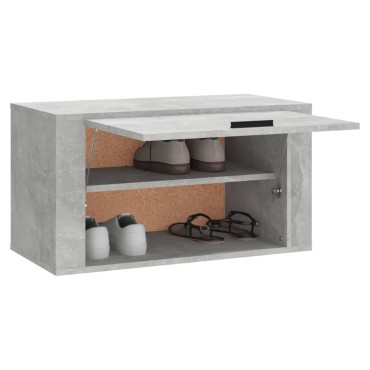 vidaXL Παπουτσοθήκη Επιτοίχια Γκρι Σκυρ. 70x35x38cm Επεξεργ. Ξύλο