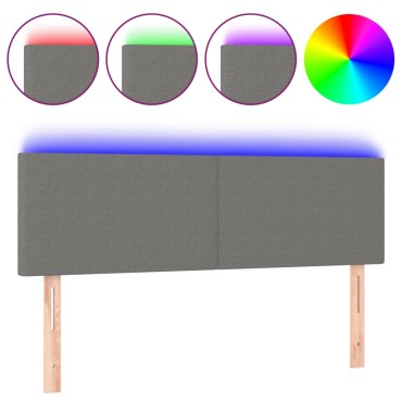 vidaXL Κεφαλάρι Κρεβατιού LED Σκούρο Γκρι 144x5x78/88cm Υφασμάτινο 1 τεμ.