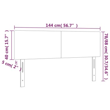 vidaXL Κεφαλάρι Κρεβατιού LED Σκούρο Γκρι 144x5x78/88cm Υφασμάτινο 1 τεμ.