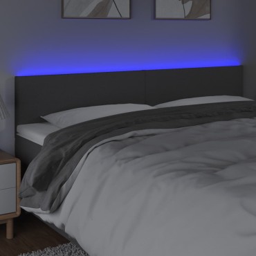 vidaXL Κεφαλάρι Κρεβατιού LED Σκούρο Γκρι 180x5x78/88cm Υφασμάτινο 1 τεμ.