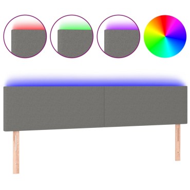 vidaXL Κεφαλάρι Κρεβατιού LED Σκούρο Γκρι 200x5x78/88cm Υφασμάτινο 1 τεμ.