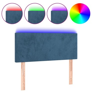 vidaXL Κεφαλάρι Κρεβατιού LED Σκούρο Μπλε 90x5x78/88cm Βελούδινο 1 τεμ.