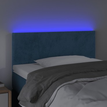 vidaXL Κεφαλάρι Κρεβατιού LED Σκούρο Μπλε 90x5x78/88cm Βελούδινο 1 τεμ.