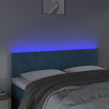 vidaXL Κεφαλάρι Κρεβατιού LED Σκούρο Μπλε 144x5x78/88cm Βελούδινο 1 τεμ.