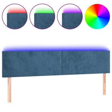 vidaXL Κεφαλάρι Κρεβατιού LED Σκούρο Μπλε 160x5x78/88cm Βελούδινο 1 τεμ.