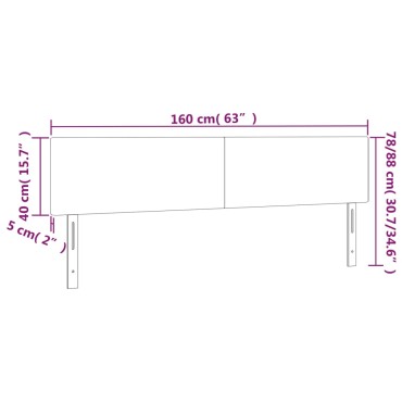 vidaXL Κεφαλάρι Κρεβατιού LED Σκούρο Μπλε 160x5x78/88cm Βελούδινο 1 τεμ.