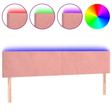 vidaXL Κεφαλάρι Κρεβατιού LED Ροζ 160x5x78/88cm Βελούδινο 1 τεμ.