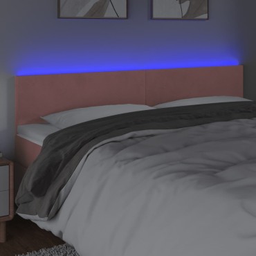 vidaXL Κεφαλάρι Κρεβατιού LED Ροζ 160x5x78/88cm Βελούδινο 1 τεμ.