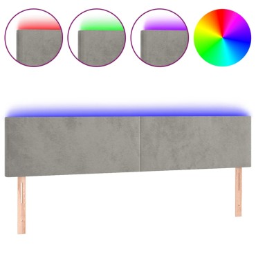 vidaXL Κεφαλάρι Κρεβατιού LED Ανοιχτό Γκρι 200x5x78/88cm Βελούδινο 1 τεμ.