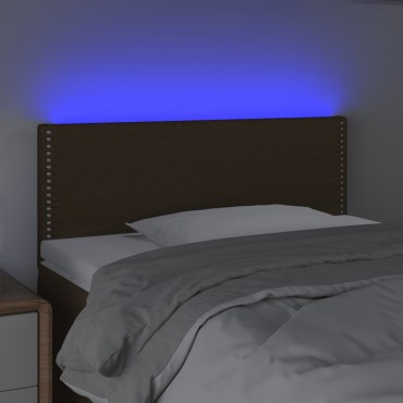 vidaXL Κεφαλάρι Κρεβατιού LED Σκούρο Καφέ 90x5x78/88cm Υφασμάτινο 1 τεμ.
