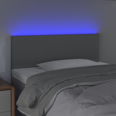 vidaXL Κεφαλάρι Κρεβατιού LED Ανοιχτό Γκρι 100x5x78/88cm Υφασμάτινο 1 τεμ.