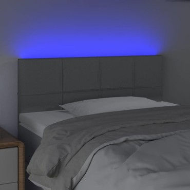 vidaXL Κεφαλάρι Κρεβατιού LED Ανοιχτό Γκρι 90x5x78/88cm Υφασμάτινο 1 τεμ.