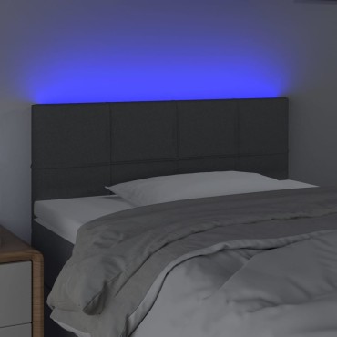 vidaXL Κεφαλάρι Κρεβατιού LED Σκούρο Γκρι 90x5x78/88cm Υφασμάτινο 1 τεμ.